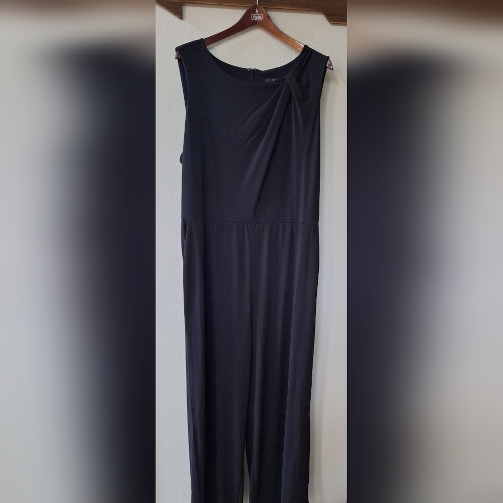 Jason Wu Womens City Knit Black Wide Leg Jumpsuit Size 2X